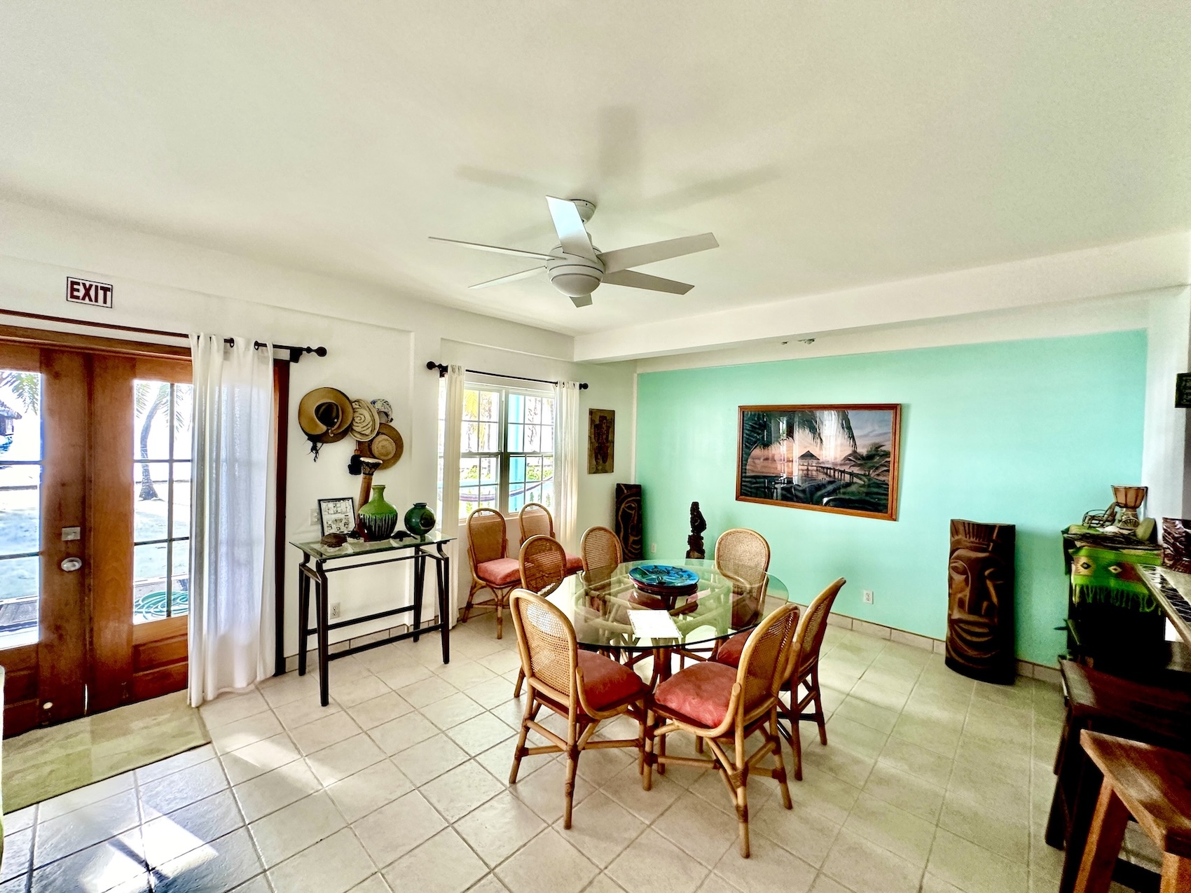 Dining area; porch doors to left